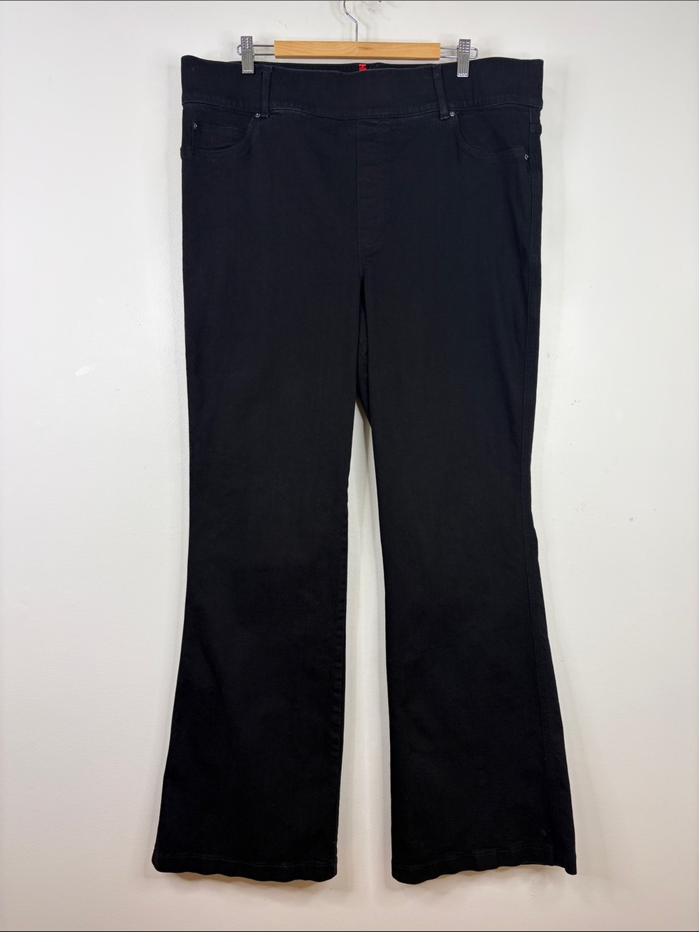 Spanx Jeans Womens 3X Black Pull On Flare Stretch Denim Slimming Shapewear